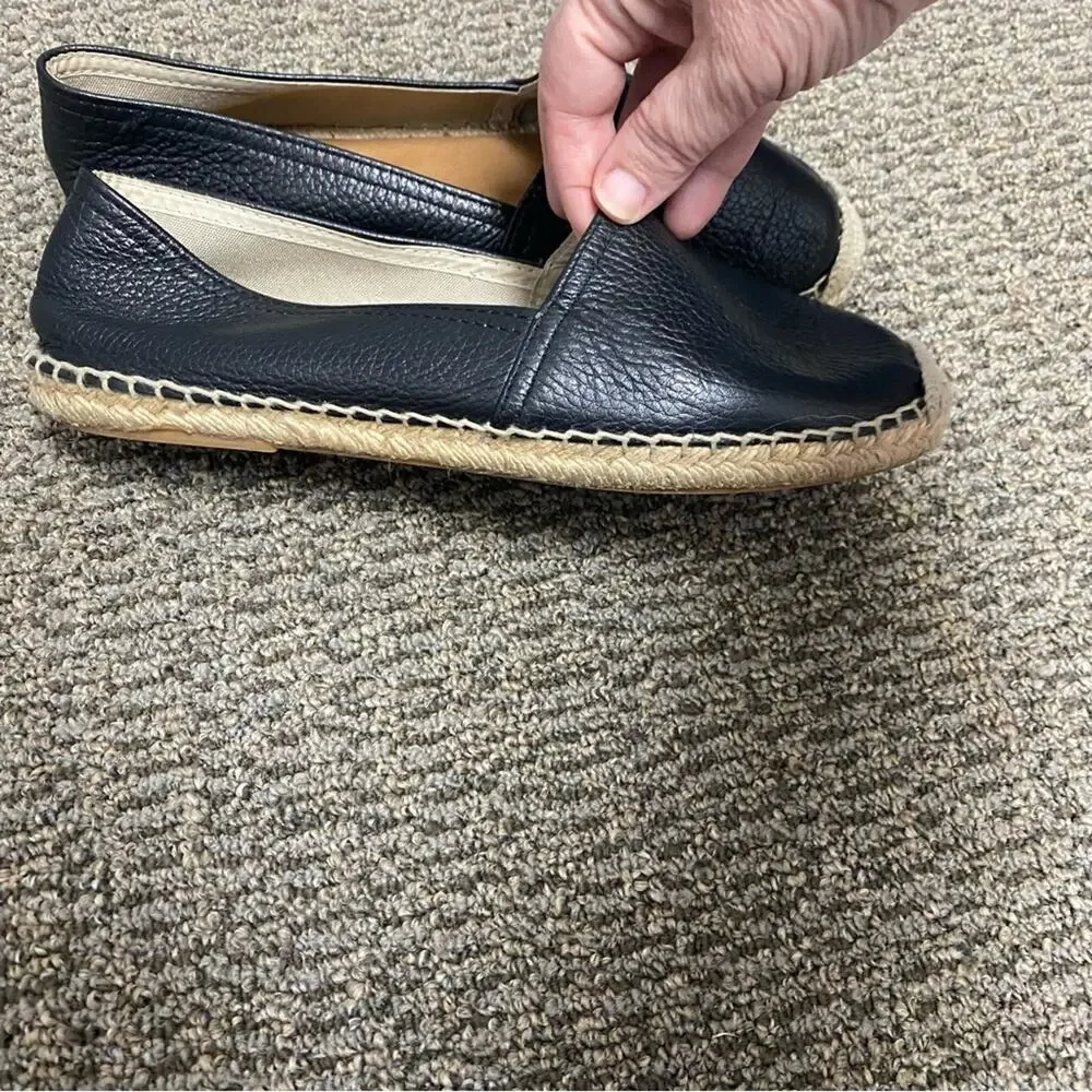 Maypol womens size 9.5 10 Black Leather Espadrilles made in Spain flats loafers
